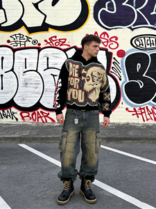 Sudadera con Capucha para <span class=keywords><strong>Hombre</strong></span> de Alta Calidad, 100% Algodón French Terry, con Logotipo Personalizado, Lavado Ácido, Estilo Vintage, Oversize, con Gráficos Góticos Digitales - Product Image 4