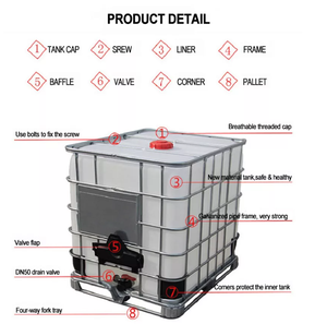 Réservoir IBC de stockage de produits chimiques en PEHD de 1000 L avec <span class=keywords><strong>cuve</strong></span> sous pression pour engrais, latex, colorants, glycérine, eau - Neuf - Product Image 3