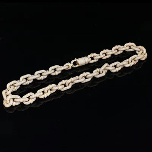 Cadena de eslabones de diamante de estilo Hip Hop, collar de moissanita de 15mm de ancho, plata 925/14k/18k de oro de cada tamaño - Product Image 6
