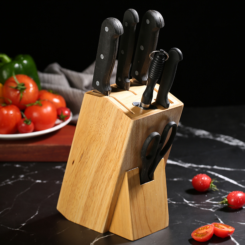 Лидер продаж Amazon, стойка для ножей из массива древесины дуба, кухонная стойка для ножей, многофункциональная стойка для кухонных ножей