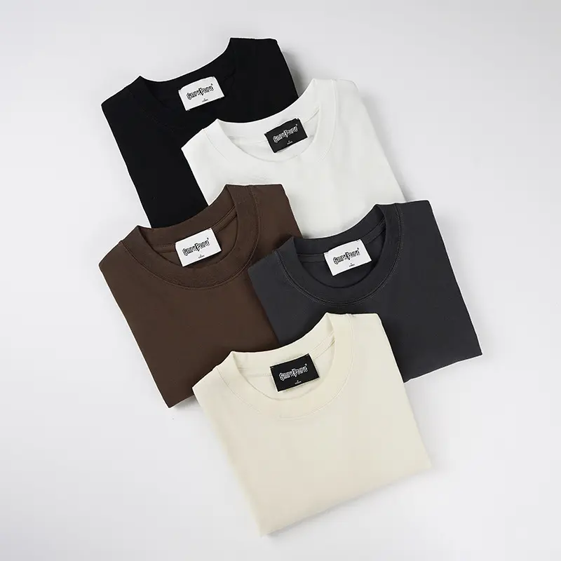 Alta calidad 260 Gsm Heavyweight en blanco Boxy camisetas Heavy 61% algodón camisas Unisex personalizado de gran tamaño Drop shoulder Boxy tee