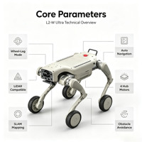 Robot chien quadrupède hybride L2-W Ultra Wheel-Leg avec LiDAR, SLAM, navigation automatique, plateforme robotique open-source ROS, moteur de pompe PLC