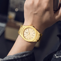Montre de luxe pour homme HOURLY de haute qualité, en acier inoxydable plaqué bleu, octogonale, décontractée et élégante