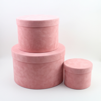 Boîte cadeau ronde en velours avec logo personnalisé, boîte à chapeau rose avec couvercle, boîte d'emballage cylindrique pour cadeaux de mariage, d'anniversaire, de fête