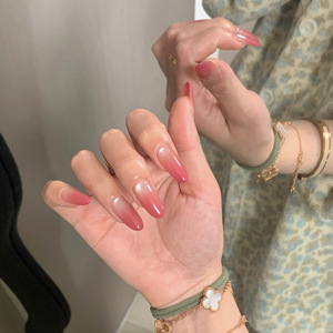 Lot de 10 faux ongles magnétiques en gelée, effet œil de chat rose ombré, faits à la main, avec logo personnalisé, pour usage quotidien - Product Image 4