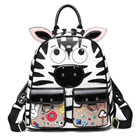 Sac à dos unisexe au design unique avec un imprimé zèbre de dessin animé mignon, grande capacité et style convertible épaule/sac à dos 2900
