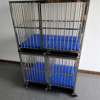 Cage à chien modulaire à double couche en acier inoxydable, niche pour chien, cage à chien à 2 niveaux empilable, cages pour animaux de compagnie pour chiots