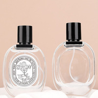 Penjualan langsung dari pabrik Botol Parfum rata silinder bening kaca buram hitam 30 ml Botol semprot Parfum kosong