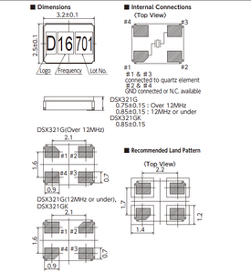 Resonador de Cristal KDS SMD3225, Tamaño 3225, 4 Pines, 10PPM, Serie DSX321G, 13MHZ, 13.000MHZ, Unidad de Cristal para Automoción - Product Image 6