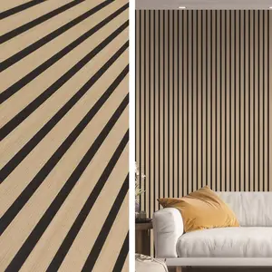 Sunwings Natural Oak Wood Slat Acoustic Wall Panel | Stock In US | 2-Pack 23.5'' X 94.5'' 3D Fluted Soundproof Wall Panelling
