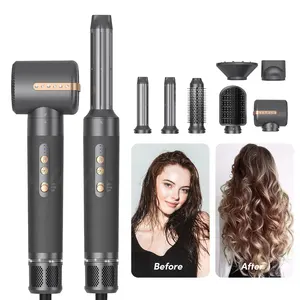 7 In 1 Automatic PTC Electric Curling Iron Ceramic Rotating Hair Wave Styling Hair Straight Roller Hot Brush Comb Tools Set
