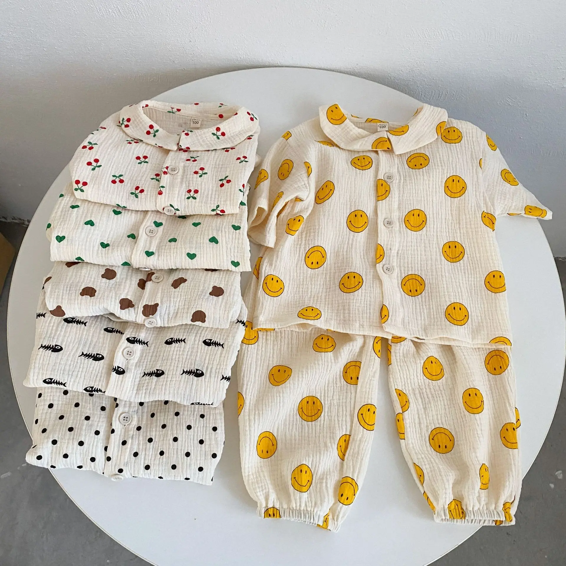 Conjunto de pijama infantil personalizado, pijama de algodão estampado para meninos e meninas, roupa de dormir fofa, 2022