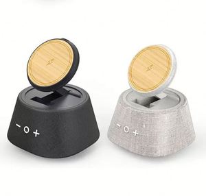 <b>Magnetic</b> Wireless Charger Smart Desktop Bamboo ECO Materials Wireless BT Speaker for Smartphone Stand - Product Image 1