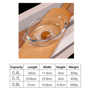 <span class=keywords><strong>Bandeja</strong></span> de vidrio para hornear con asa Oval para hornear de vidrio de borosilicato alto - Product Image 4