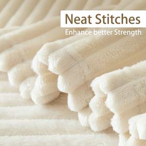 Chunky Throw Blanket pour Canapé Doux Chaud Moelleux <span class=keywords><strong>Beige</strong></span> Couverture Décorative et Giftable Rayé Polaire Couvertures pour Femmes Hommes - Product Image 3