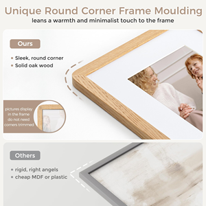 Premium Natural Oak <b>Square</b> Lightweight Picture <b>Frame</b> with Mat Shatterproof Tempered Glass Wall Mount Kit Poster <b>Frame</b> Home Decor - Product Image 3