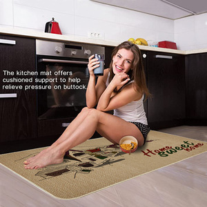 Tapis <span class=keywords><strong>de</strong></span> sol durable aspect lin avec envers en caoutchouc antidérapant et absorbant l'eau, paillasson avec motifs forestiers pour usage domestique - Product Image 6