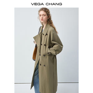 VEGA CHANG <span class=keywords><strong>Trench</strong></span> Coat <span class=keywords><strong>Verde</strong></span> Oliva Impermeabile con Cintura in Vita, Casual e Antivento per Uso Quotidiano - Product Image 4