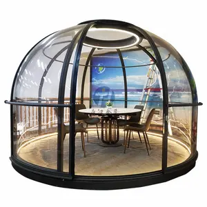 luxury 6063-T5 Aerospace Aluminium dome house with round transparent glass tent cover for outdoor camping