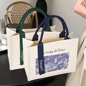 Women's Oversize <b>Large</b> Weekend Shopping <b>Tote</b> <b>Bag</b> Custom Logo Black Canvas Cotton Fashionable Letter Pattern - Product Image 4