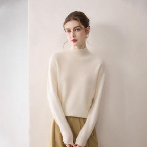 Maglione da <span class=keywords><strong>Donna</strong></span> in Puro Cashmere 100% Stile Coreano con Collo Alto a Metà - Product Image 3