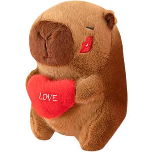 C039 Peluche de Capibara, Lindo Peluche de Capibara <span class=keywords><strong>con</strong></span> Corazón, Regalos de Capibara de Dibujos Animados, Animales de Peluche para Ocasiones Especiales y Festivales, Sin Relleno - Product Image 1