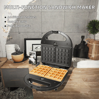 Mini-grille-pain à gaufres 3-en-1, appareil de petit-déjeuner automatique, machine électrique à sandwichs et gaufres