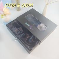 Boîte cadeau en carton noir de luxe, grand format, écologique, recyclable, avec logo personnalisé, pour extensions de cheveux