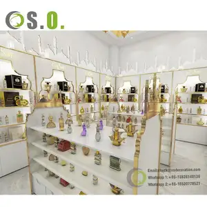 Perfume store furniture in tempered glass display shelf perfume bar for perfume store design