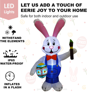 Decoraciones de Pascua Inflables Pequeñas e Impermeables, Conejo de 4 Pies con Huevo, Luces LED Integradas, Decoración para Jardín y Césped - Product Image 6