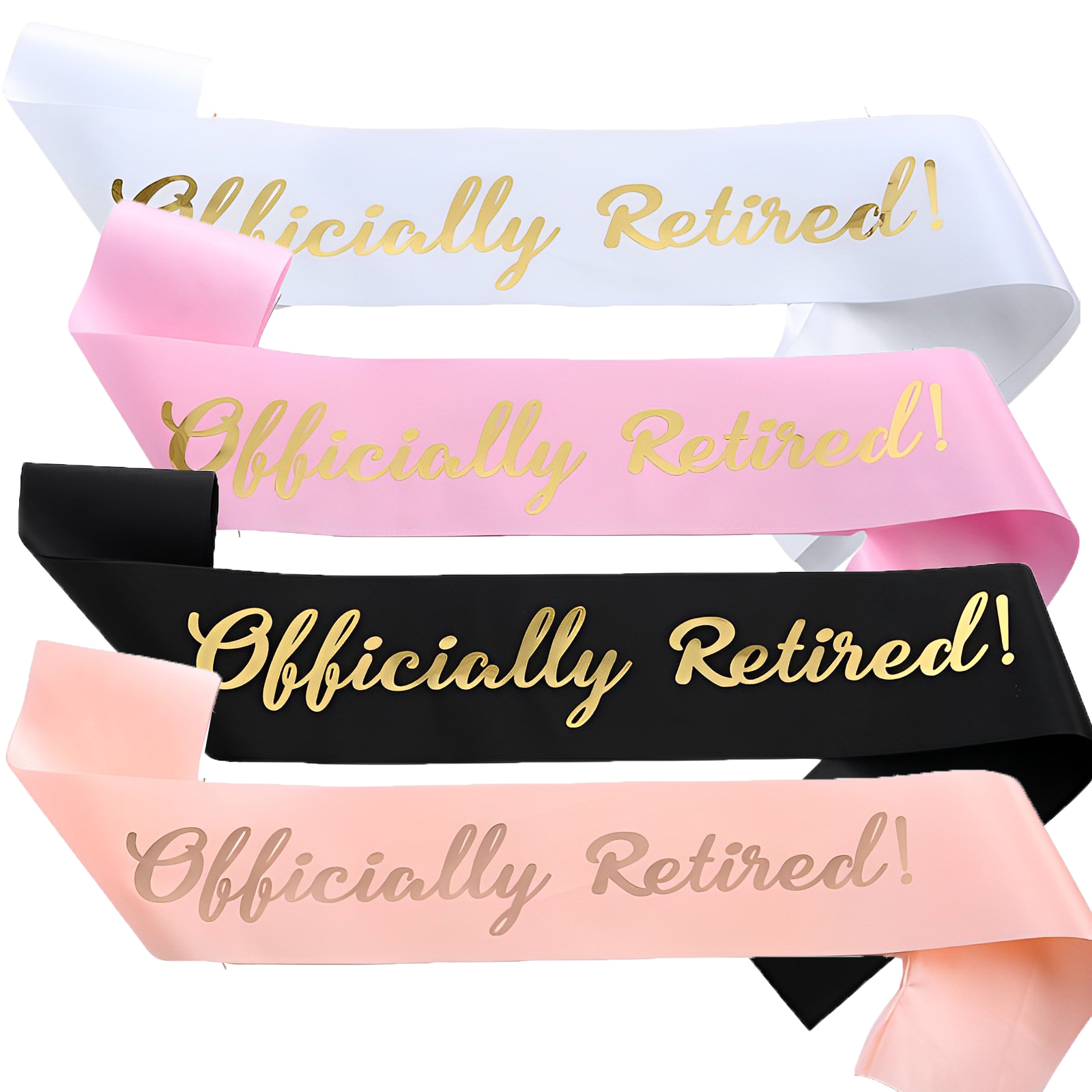 Offizielle Ruhestand Schärpe 'Officially Retired' – Hot Pink & Silber, Verstellbar, Für Männer & Frauen (Party-Deko)