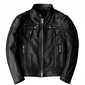 Gótico Cyber Moto estilo genuino piel de vaca cuero lienzo impreso calavera Punk Biker carta patrón chaqueta de invierno para hombres - Product Image 1