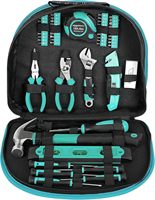 Juego de Herramientas para Reparaciones del Hogar de 104 Piezas For Basics, Bolsa de Transporte de Poliéster Fácil de Llevar, Turquesa, 144x114x3 Pulgadas
