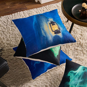 <span class=keywords><strong>Housse</strong></span> <span class=keywords><strong>de</strong></span> coussin carrée à imprimé numérique moderne, motif fantôme thème Halloween, sans rembourrage, pour canapé, usage domestique et hôtelier - Product Image 3