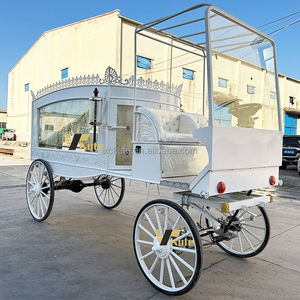 Cercueil roulant pour cérémonie funèbre, magnifique carrosse funéraire avec rideaux - Product Image 4