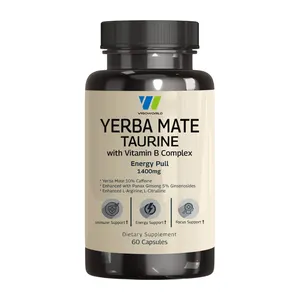 Yerba Mate Taurine Capsules Energy Pull Enhanced Panax Ginseng Vitamin B Complex L-Arginine Boost Focus Metabolism Powder Tablet