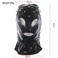 Accessoires de bondage BDSM pour hommes et femmes, couvre-chef sexuel, jouets pour adultes, accessoire de scène, bouche ouverte, yeux avec rivets, cuir PU noir