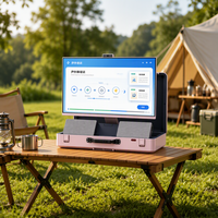 Hub de divertissement portable 27 pouces, écran tactile Android 14, haut-parleurs doubles 45W, Wi-Fi Bluetooth, étui de transport pour divertissement