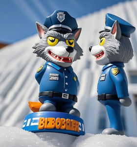 تمثال رأس ذئب مخصص على شكل جسم إنسان - تمثال هزاز الرأس مصنوع يدويًا من الراتنج بطول 7 بوصات لديكور المكتب وهواة الجمع والهدايا الترويجية - Product Image 6