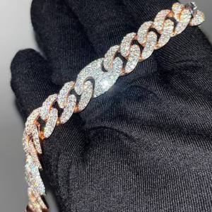 Pulsera de Eslabones Cubanos de Plata de Ley 925 Premium con Moissanita y Piedras VVS, Joyería Elegante Estilo Hip Hop para Hombres y Mujeres - Product Image 3