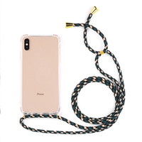 Étui de téléphone portable à porter en bandoulière avec cordon, lanière, sangle, corde, housse transparente pratique pour iPhone 6 6S 7 8 Plus X Xr Xs
