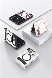 Coque de <span class=keywords><strong>téléphone</strong></span> Premium transparente avec support magnétique pour iPhone, compatible charge <span class=keywords><strong>sans</strong></span> <span class=keywords><strong>fil</strong></span> <span class=keywords><strong>Duo</strong></span>, motifs variés, bords imprimés, résistante - Product Image 4