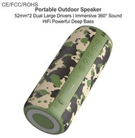 Haut-parleur portable professionnel S515 camouflage pour extérieur, double haut-parleur de 52 mm, son immersif à 360°, puissance 10 W, étanche IPX5