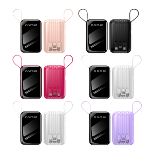 Batería Externa Ultradelgada <span class=keywords><strong>con</strong></span> Logotipo Personalizado, 10000 mAh, 4 Cables Integrados, Mini Espejo Portátil - Product Image 1