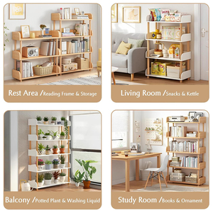 <span class=keywords><strong>Bibliothèque</strong></span> ouverte en bois à 3 niveaux pour tout-petits avec bord supérieur pour la chambre des enfants - Product Image 3