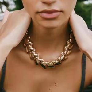 <span class=keywords><strong>Collar</strong></span> de Corazón de <span class=keywords><strong>Metal</strong></span> Chapado en Oro de 18K de Kaimei 2025, Gargantilla de Moda para Mujer, Collares de Oro con Forma de Corazón para Mujer - Product Image 1