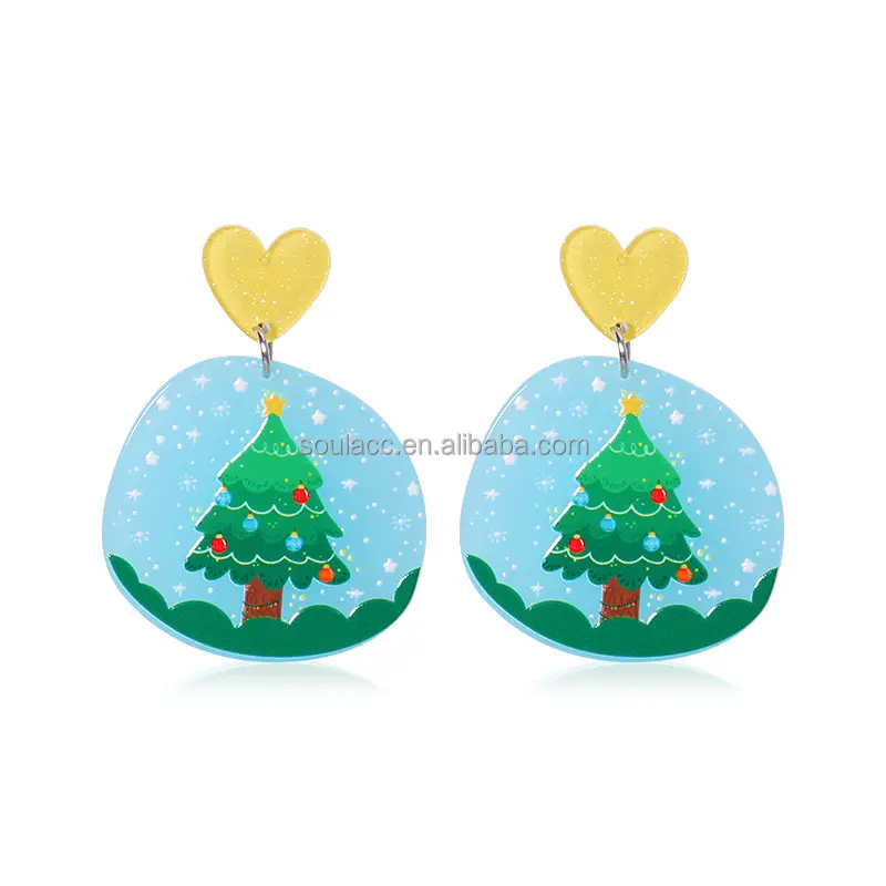 Hot Sale Custom ized New Designed Weihnachts fest Acryl Cute Charm Ohrringe