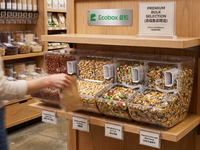 Conteneur de stockage de bonbons d'usine, bac à céréales, bac à poudre d'avoine avec pelle, bac à bonbons transparent pour noix et fruits secs