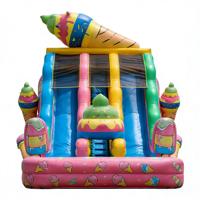 Toboggan aquatique gonflable à trois voies sur le thème des bonbons et de la crème glacée, en PVC écologique, équipement de jeu pour enfants, aventure sucrée, qualité commerciale