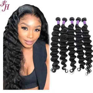 FH Hair Weaves Bundles Peruvian Brazilian 26Inch Loose Deep Wave Unprocessed Virgin Human Hair Bundles